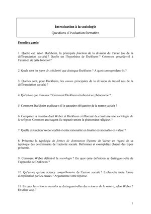 Examen 2021 Introduction à la sociologie Examen 2021 Quatre