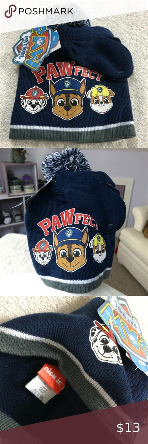 Nickelodeon Paw Patrol Hat And Mitten Set Navy Gloves Paw Patrol Hat