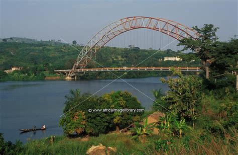 Photos and pictures of: Suspension bridge over the Lower Volta river ...