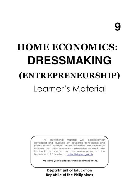 PDF HOME ECONOMICS DRESSMAKING Webstle4 Webs BSHS TLE10 DMT HE