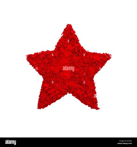 Red Star Symbol Made With Red Color Powder Isolated On A White