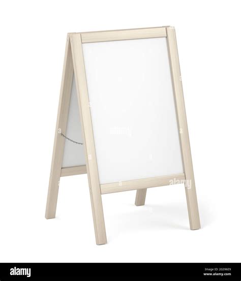 White advertising stand with wooden frame on white background Stock ...