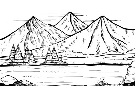 Hand Drawn Mountain Scenery in Sketch Style 12718760 Vector Art at Vecteezy