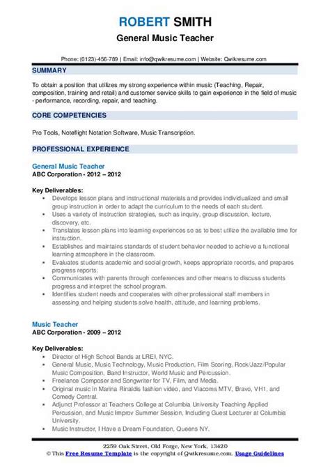 10 Music Teacher Resume Samples And Templates For 2025