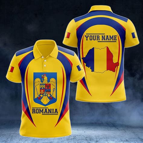 Aio Pride Customize Romania Map Coat Of Arms Unisex Adult Polo Shi