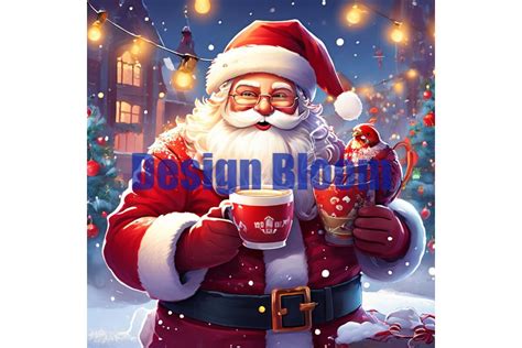 Santa Drinking Hot Cocoa Funny Clipart Graphic By Design BLOOM