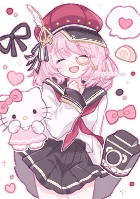 [Fanart]Genshin Impact Charlotte X Hello Kitty by yukomeow0222 on