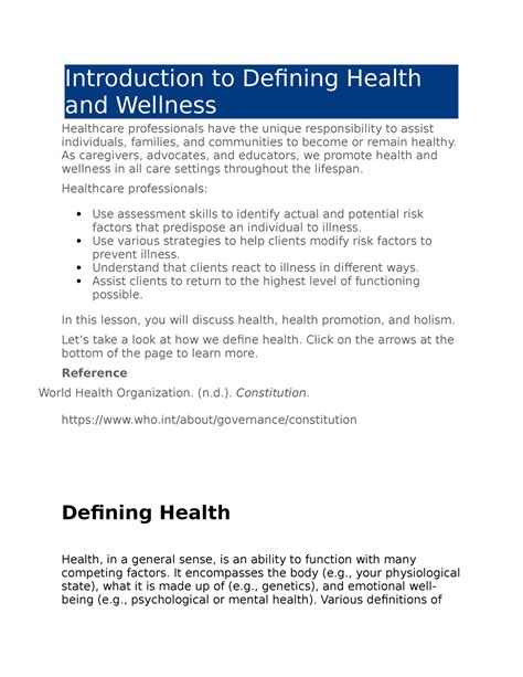 Edapt Wk Defining Health And Wellness Introduction To Defining Health