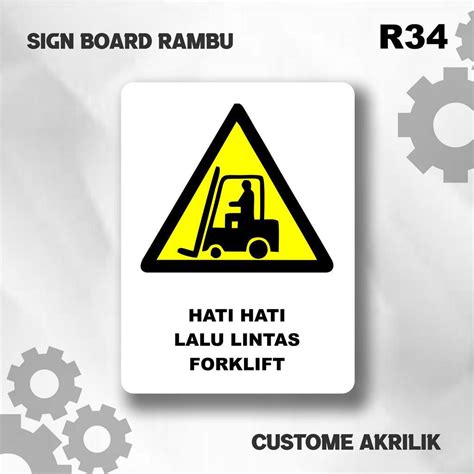 Jual Papan Penunjuk Sign Board Custom Akrilik Hati Hati Lalu Lintas