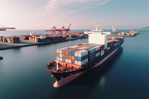 Premium Photo | Cargo ship with cranes on loading in the port