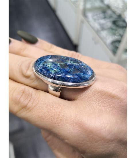 Azurite Bague Bleue Ovale