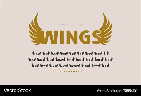 Initial sans serif font with wings silhouettes Vector Image