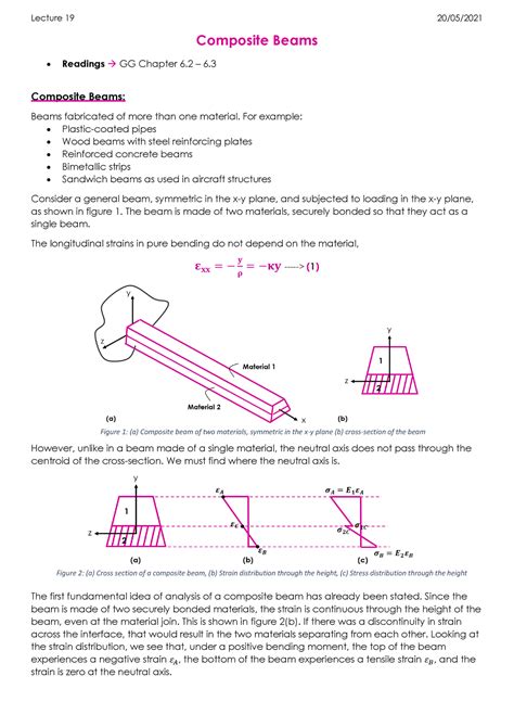 Lecture 19 Composite Beams Composite Beams Readings GG Chapter 6