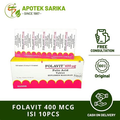 Jual Folavit 400mcg 1 Strip 10pcs Memenuhi Kebutuhan Asam Folat Ibu