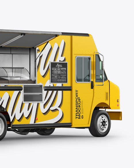 Free Food Truck Mockup Back Half Side View PSD Mockup Free Psd