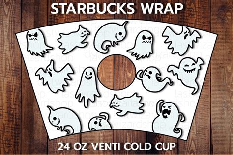 Cute Ghost Boo Wrap For Starbucks Cup Svg Gr Fico Por Lastwizard Shop