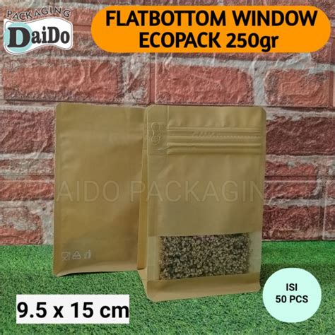 Jual Isi Flat Bottom Ecopack Window G Fb Kpack Kemasan Kopi