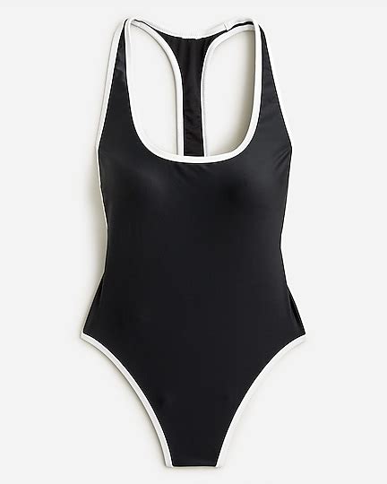 J Crew Tipped Racerback One Piece Swimsuit For Women