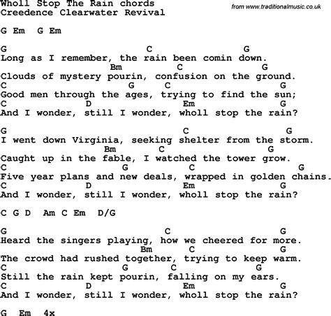 Song lyrics with guitar chords for Who'll Stop The Rain