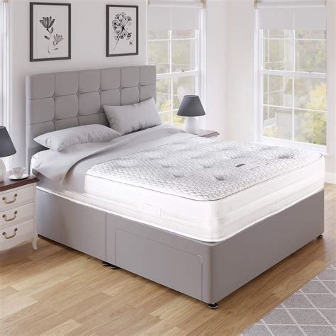 Royal Comfort Silver Fabric 2 Drawer Double Divan Bed