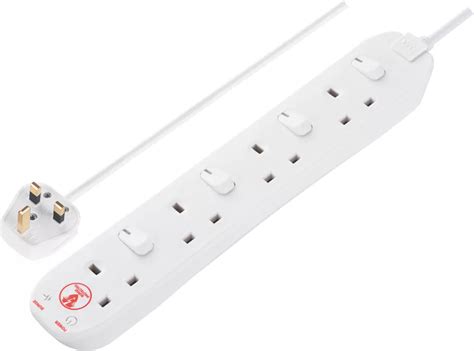 Masterplug 13a 4 Gang Switched Surge Protected Extension Lead White 2m Screwfix