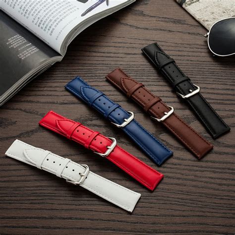 Calf Genuine Leather Watch Bands Strap Stainless Steel Butterfly Clasp