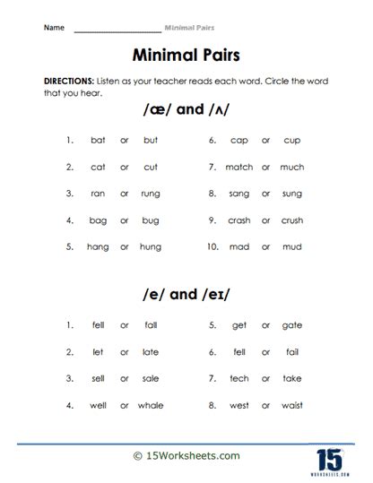 Minimal Pairs Worksheets 15