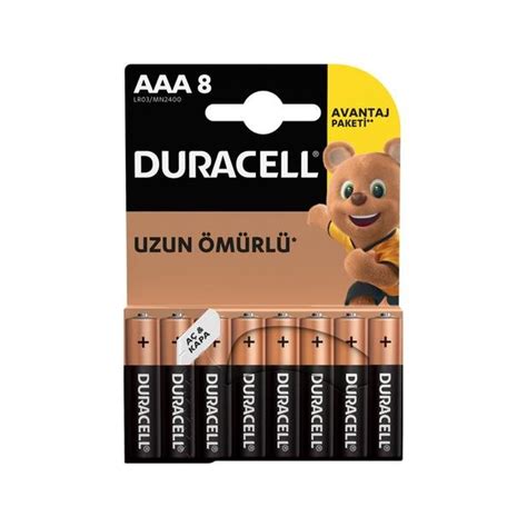 Duracell Basic İnce 8 li AAA Kalem Pil