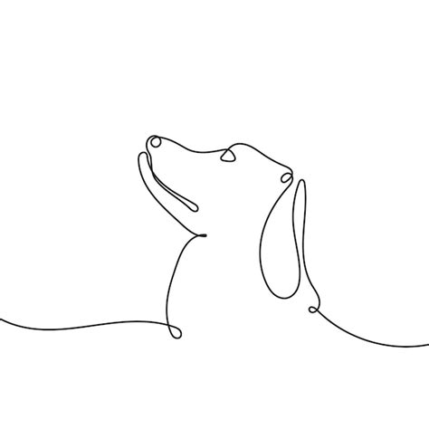 Dibujo continuo de un perro en una línea Vector Premium