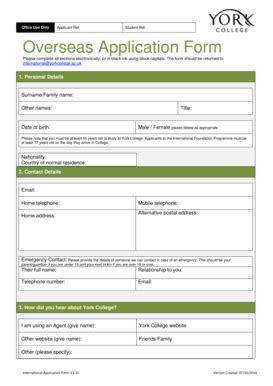 Fillable Online Office Use Only Applicant Ref Student Ref Overseas