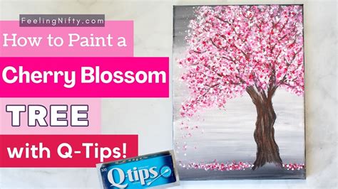 How To Paint A Cherry Blossom Tree With Q Tips Beginner Acrylic