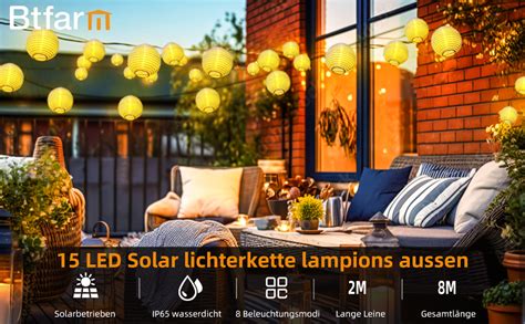 Btfarm Solar Lichterkette Aussen Lampions M Lampion Au En Wetterfest