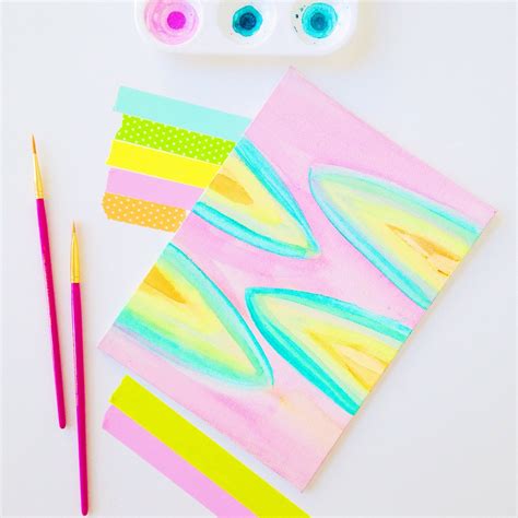 DIY Abstract Watercolor Canvas - Lines Across