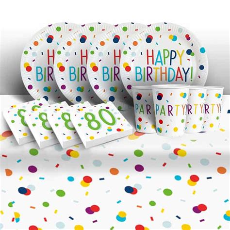 80th Birthday Napkins And Plates Pack Rainbow Party Save Smile