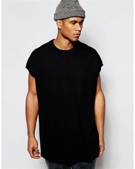 Asos Super Oversized Sleeveless T Shirt In Heavy Weight Jersey In Black