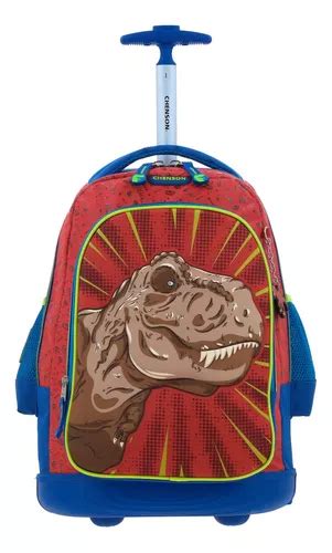 Mochila 3d Grande Chenson Baston Y Ruedas Dinosaurio Rex Dicor Co66063