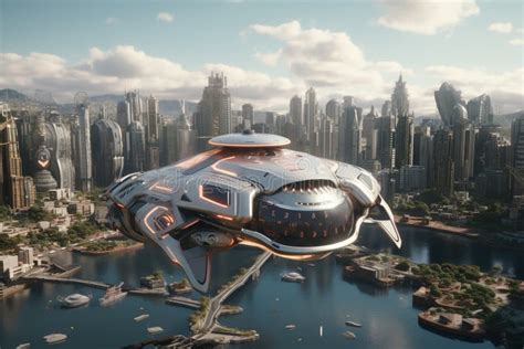 Explore a Futuristic City Where Personal Flying Stock Illustration - Illustration of futuristic ...