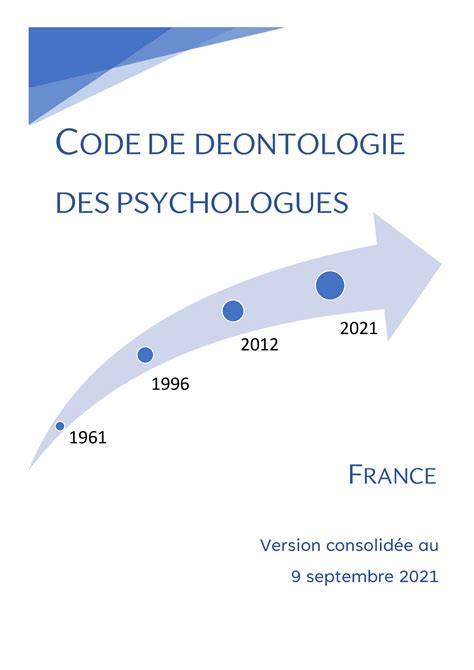 Code De D Ontologie Psychologie Psychologie G N Rale