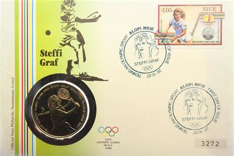 Niue Numisbrief 5 Dollars 1987 Numisbrief Olympia Tennis Steffi