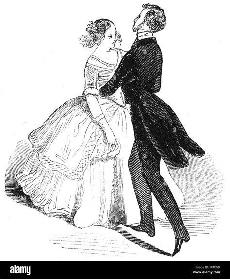 Dance Polka Na Couple Dancing The Polka Wood Engraving English