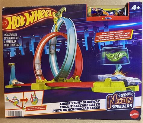 Hot Wheels Neon Speeders Laser Stunt Slamway Play Set Hpc