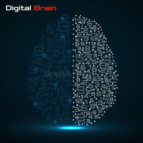 Digital Brain With Numbers Artificial Intelligence Concept Stock