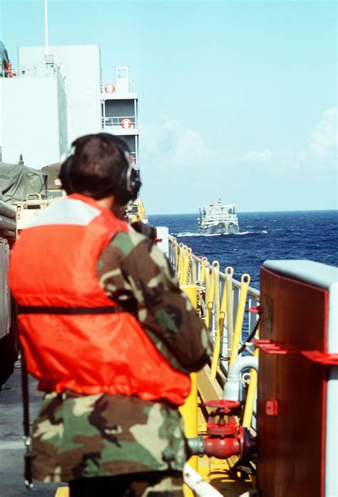 A Crew Member Aboard The Rapid Response Vehicle Cargo Ship Usns Regulus