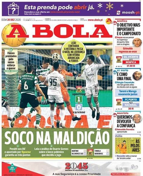 Capa A Bola De Hoje Sporting Farense Soco Na Maldi O Le O