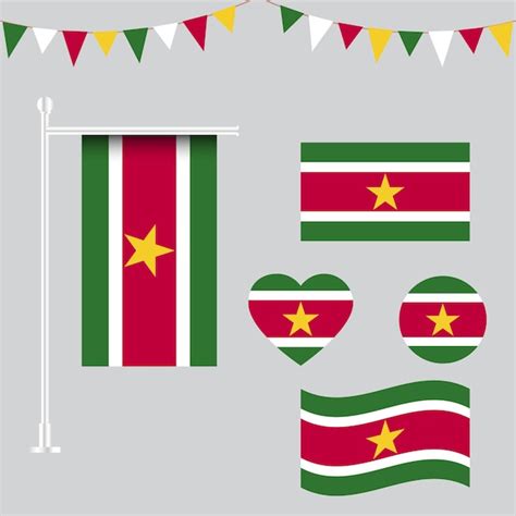 Premium Vector Collection Of Suriname Flag Emblems And Icons In