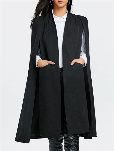 Off Slit Pocket Longline Cape Coat Rosegal