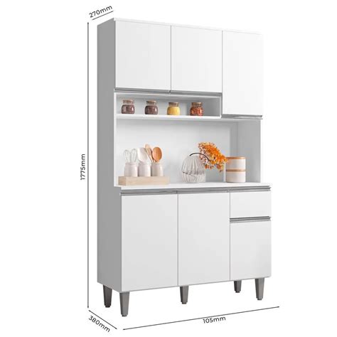 Kit Cozinha Compacta 105cm 6 Portas 1 Gaveta Márcia AJL Móveis