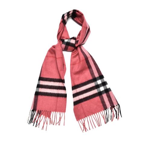 Burberry Cashmere Giant Check Fringe Scarf Pink 244764 Fashionphile