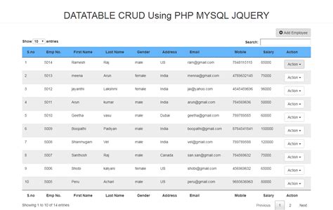 Crud Operation With Datatable And Pdf In Php With Source Code Source