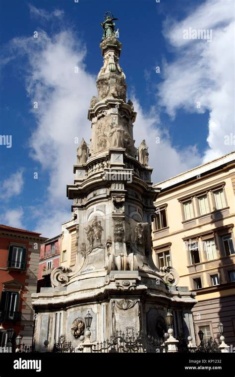 Naples Italy Obelisk Of The Immaculate In The Square Of The Ges